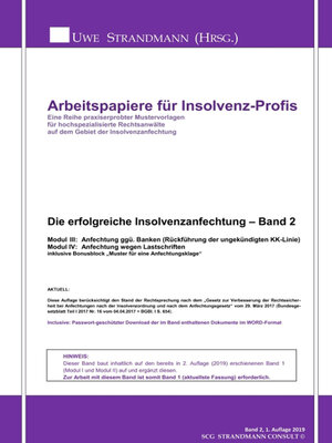 cover image of Die erfolgreiche Insolvenzanfechtung – Band 2